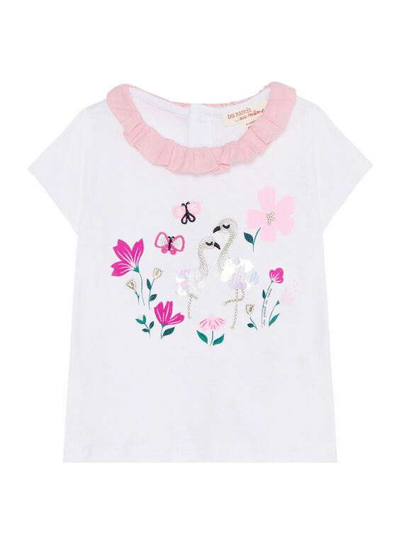Kurzärmeliges Baby-T-Shirt für Mädchen, mit Volantkragen JIPOEBRA / 20SG09G1BRA000
