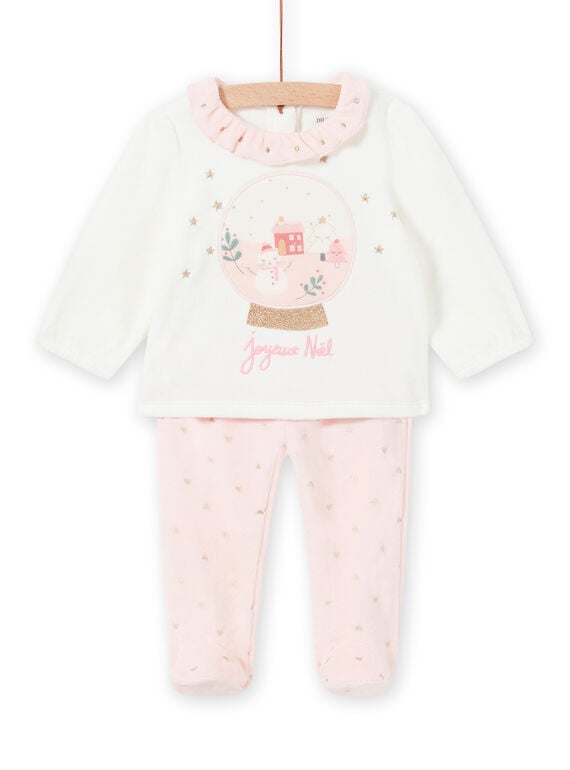 Zweifarbiges Pyjama-Set aus weihnachtlichem Samt für Baby Mädchen MEFIPYJNO / 21WH13F1PYJD329