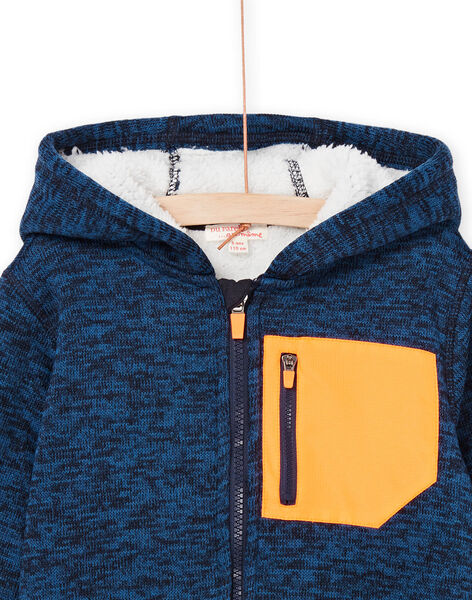 Blau melierte Strickjacke mit weichem Futter POJOGITEK1 / 22W902D2GIL219