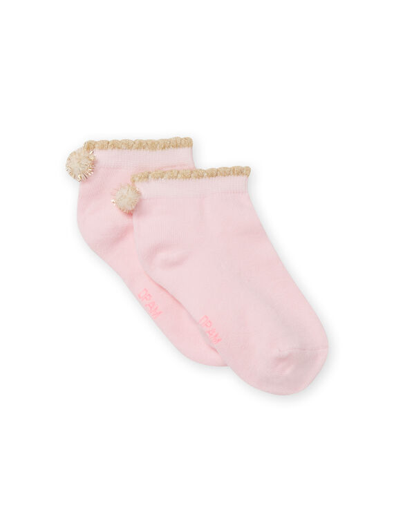 Kind Mädchen hellrosa Socken mit Bommeln NYAJOSCHO1A / 22SI0161SOQ321