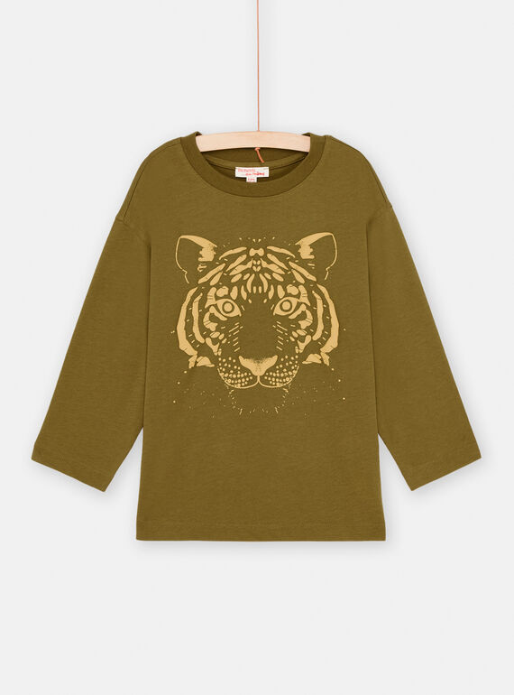 T-Shirt in Khaki mit Tigermotiv, Jungen SOJOTIEP1 / 23W902G3TML612