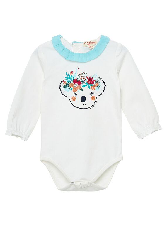 Cremefarbener Baby-Body mit Rüschenkragen für Mädchen JICLOBODY / 20SG0911BOD001
