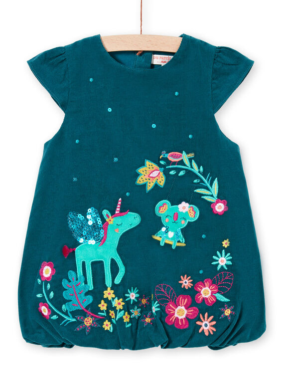Baby Mädchen Ente Blau Ärmelloses Kleid MITUROB2 / 21WG09K2ROB714