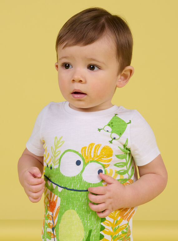 Weißes T-Shirt mit Baby Junge Fantasie NUHOTI2 / 22SG10T2TMC000