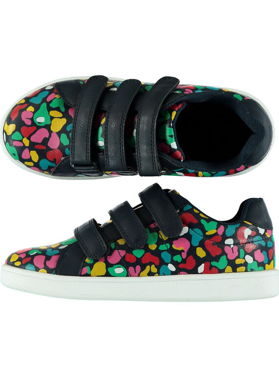 Mehrfarbige Leoparden-Sneakers Kind Mädchen GFBASMIX / 19WK35I5D3F099