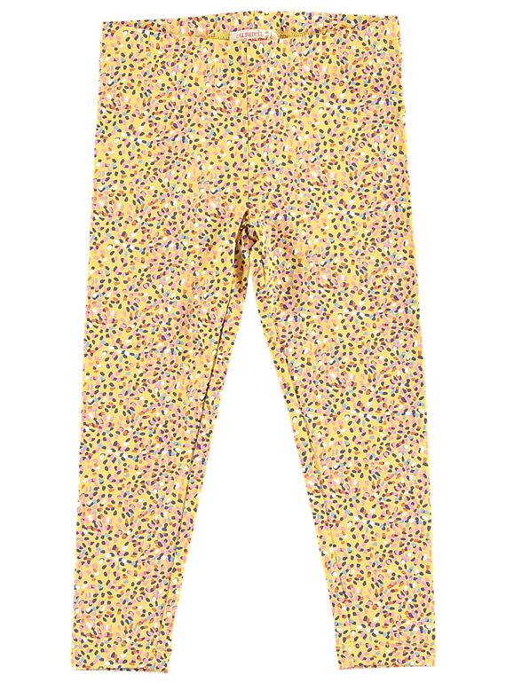 Gelbe Mädchen-Leggings mit mehrfarbigen Punkten JYATROLEG1 / 20SI01F1CALB102