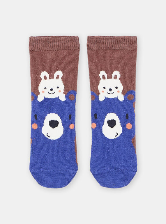 Havannafarbene Socken mit Hasen- und Bärenmuster, Baby, Jungen SYUFORCHO / 23WI10B4SOQ812