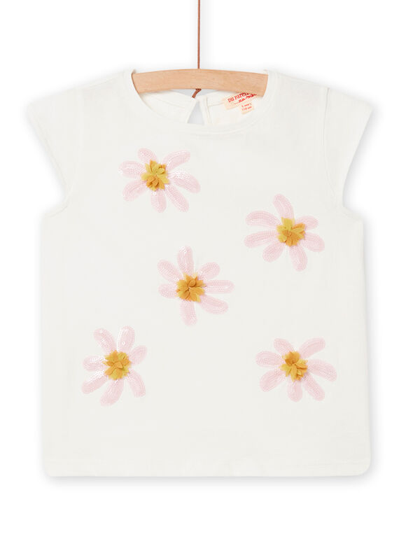 Ecru-T-Shirt mit Blumen für Kind Mädchen NASOTI1 / 22S901Q2TMC001