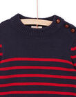 Nachtblauer Pullover mit roten Streifen POJOPUL3 / 22W902D3PUL705