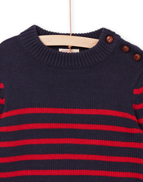 Nachtblauer Pullover mit roten Streifen POJOPUL3 / 22W902D3PUL705