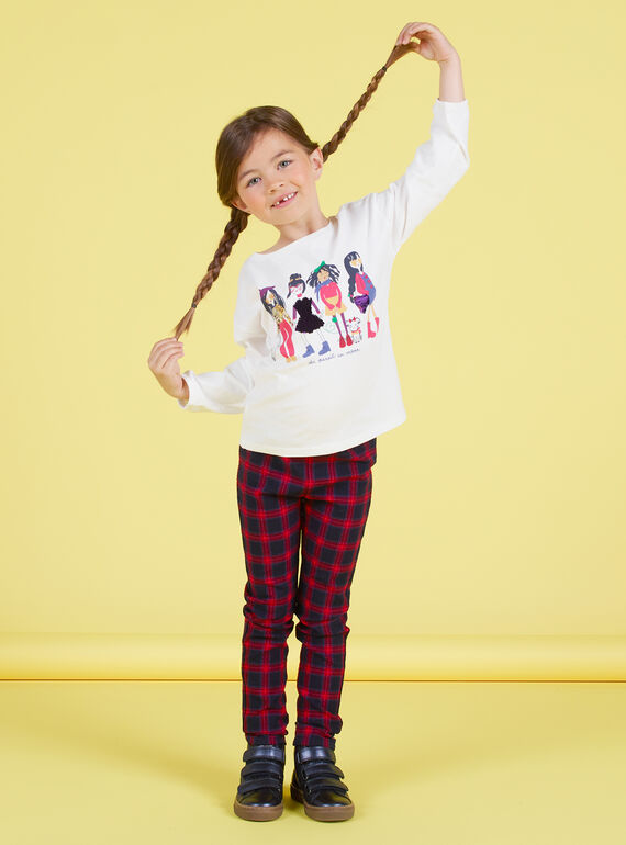 Kind Mädchen ecru Puffärmel T-Shirt mit reversible Pailletten drucken MAMIXTEE4 / 21W901J5TML001
