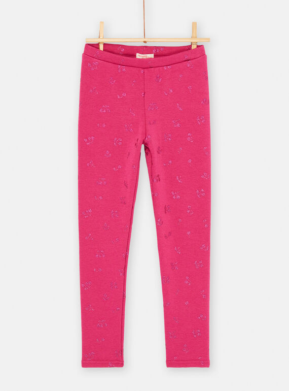 Legging für Mädchen in Petunienrosa mit Kirschmuster SAJOLEG5 / 23W901N7PAN310