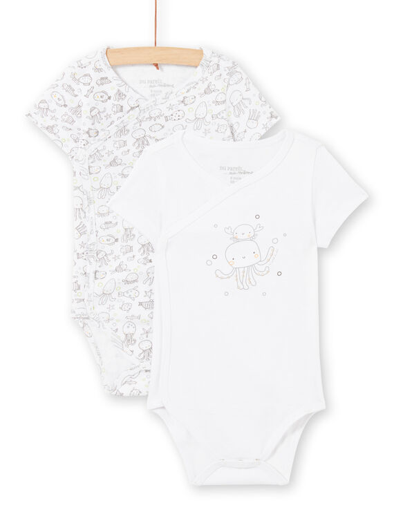 Set aus 2 weißen Bodys für Jungen LOU2BOD1 / 21SF04I1BOD000