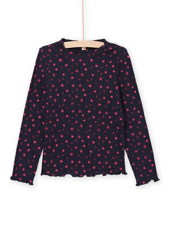 Marineblaues langärmeliges T-Shirt aus RIB PAJOUTEE1 / 22W901B1TML070