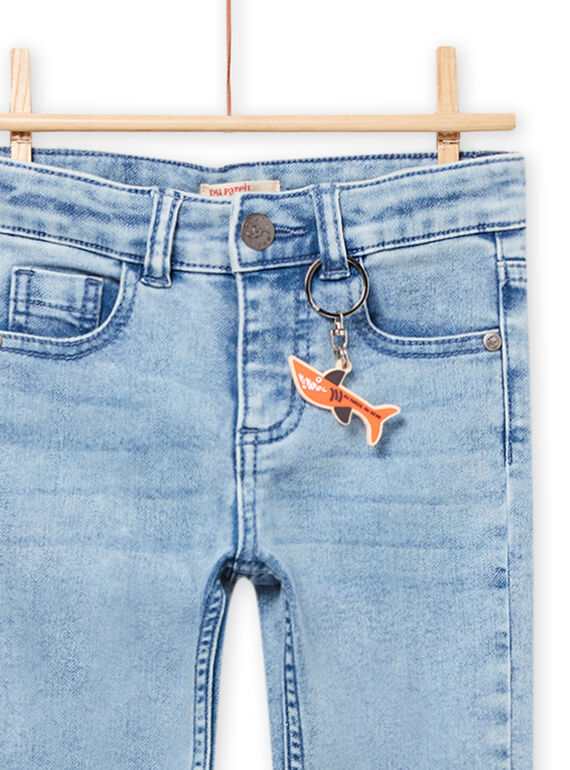 Kind Junge stricken Denim-Jeans mit Hai Schlüsselanhänger NOVIJEAN / 22S902M1JEAP269