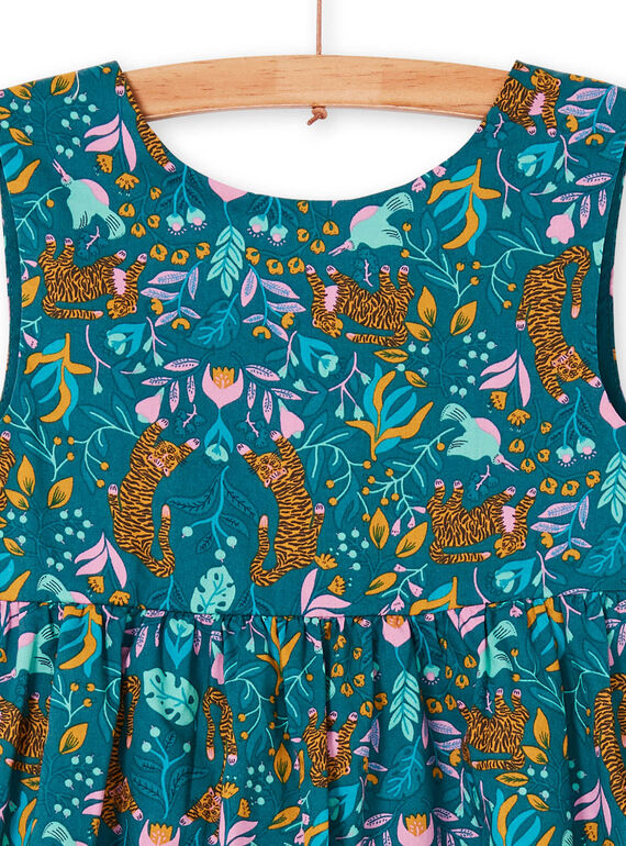Ente blau und gelb Kleid mit Tiger und Blumendruck LAVEROB1 / 21S901Q2ROB714