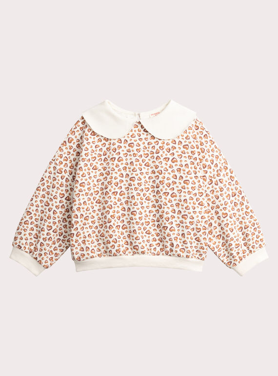 Sweatshirt mit Leoparden-Print-Kragen für Mädchen  VABASWEA / 24W901Q1SWE003