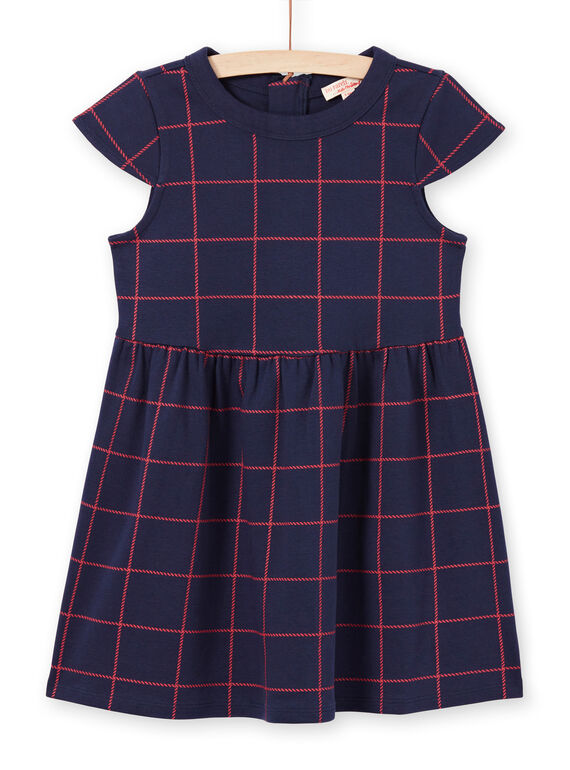 Rot kariertes kurzärmeliges Kleid für Mädchen, nachtblau MAJOROB4 / 21W90124ROBC205