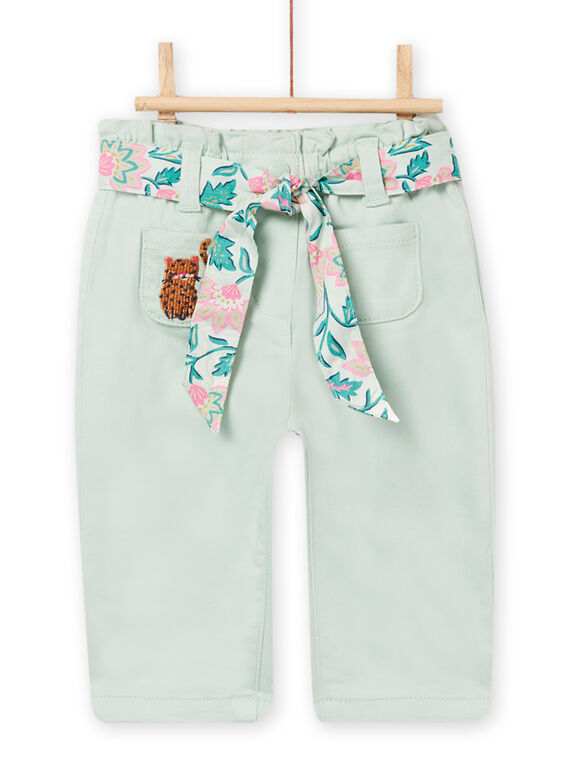 Baby Mädchen mandelgrüne Hose mit Gürtel NIGAPAN / 22SG09O1PAN611