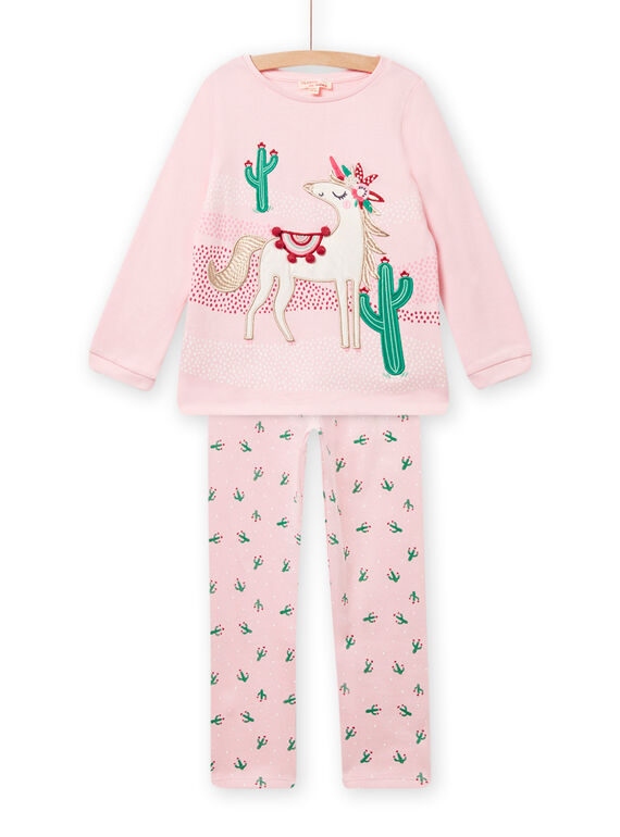 T-Shirt und Hose für Kind Mädchen mit rosa Polar-Animation Einhorn NEFAPYJMEX / 22SH11E2PYJD328