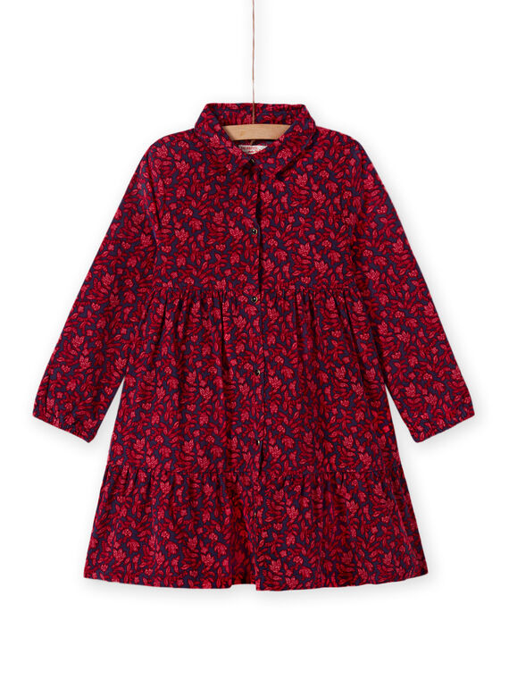 Kind Mädchen blau Hemdkragen Kleid mit Blumendruck MAFUNROB3 / 21W901M2ROBH703