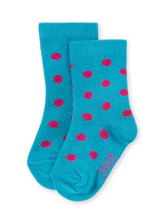 Baby Mädchen Türkis Socken mit rosa Punkten MYIJOSOQ4 / 21WI091ASOQ209