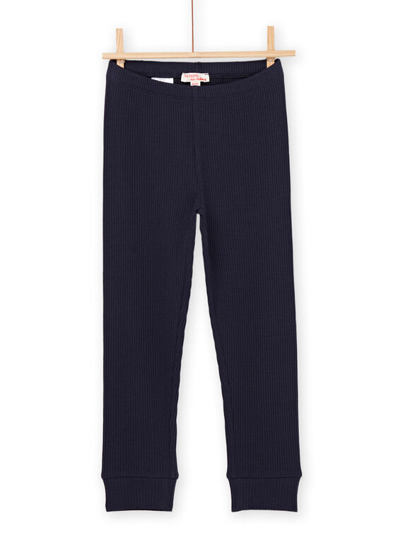 Marineblaue gerippte Leggings PYAJOLEG5 / 22WI01D2CAL070