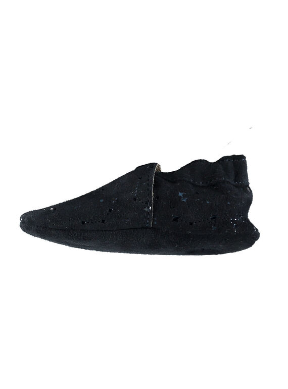 Weicher Lederpantoffel marineblau mit Fantasiesternen Baby Mädchen GNFSTAR / 19WK37Z1D3S070