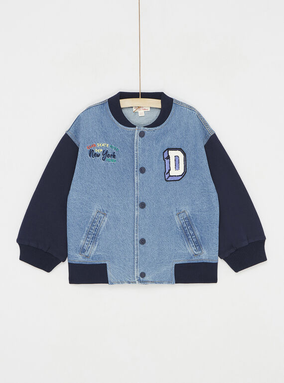 Blaue Zwei-Komponenten-Jacke aus Denim und Fleece SOLINGIL / 23W902H1GILP274