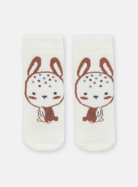 Socken Ecru zur Geburt mit Hasenmotiv VOU1CHO2 / 24WF42C1SOQ001