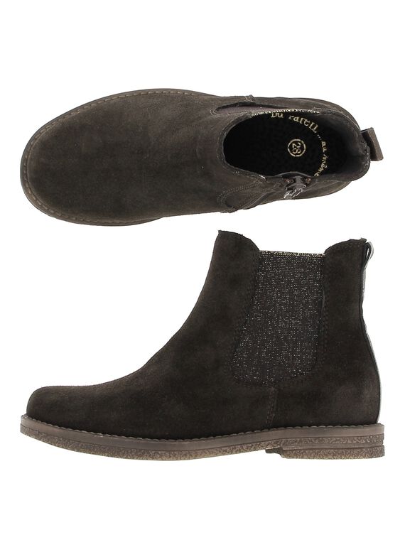 Girls' leather boots DFBOOTCHOC / 18WK35TCD0D802