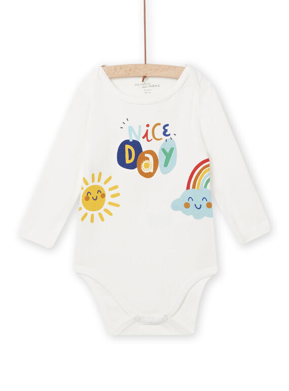 Ecru-Body mit Sonnen- und Regenbogenaufdruck für Baby Junge NEGABODEME / 22SH14I9BDL001
