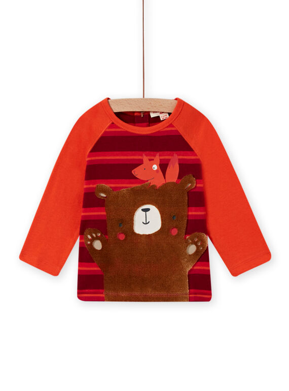 Baby Mädchen Koralle, rot und braun Teddybär-T-Shirt MUFUNTEE2 / 21WG10M1TML504