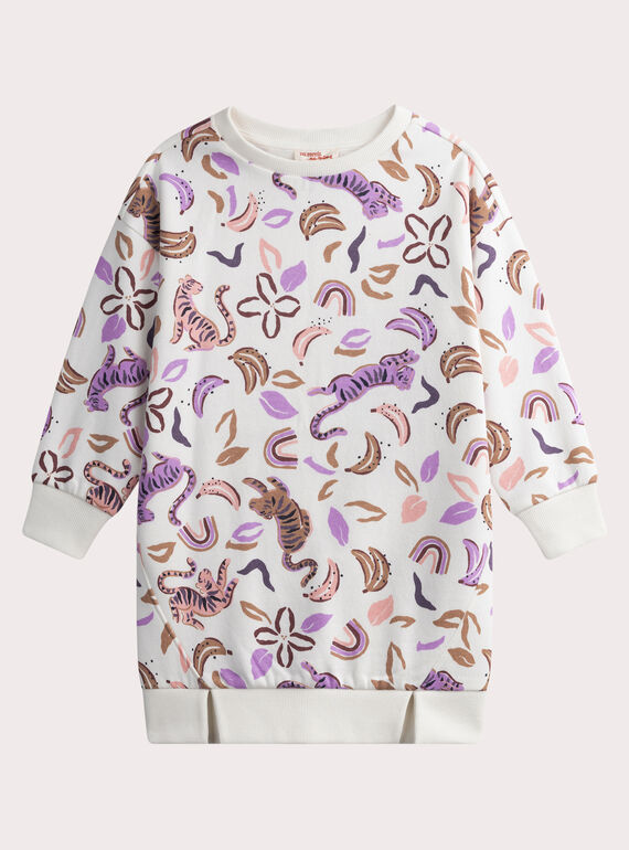 Kleid in Zartrosa aus Molton mit Print WALANROB2 / 25S90141ROB003