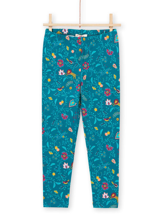 Baby Mädchen blau Ente Leggings mit Blumendruck MYATULEG1 / 21WI01K1CAL714