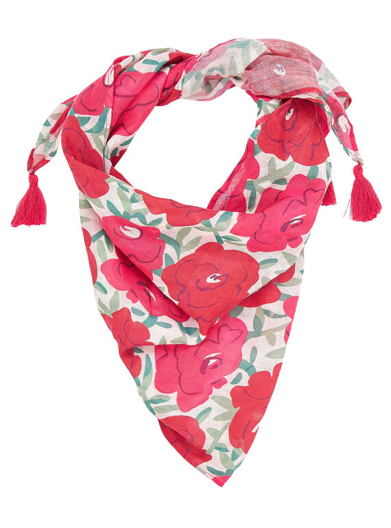 Kinder-Dreieckstuch mit großem Blumenmuster für Mädchen + Quasten an den Enden JYAWEFOUL / 20SI0191FOU001