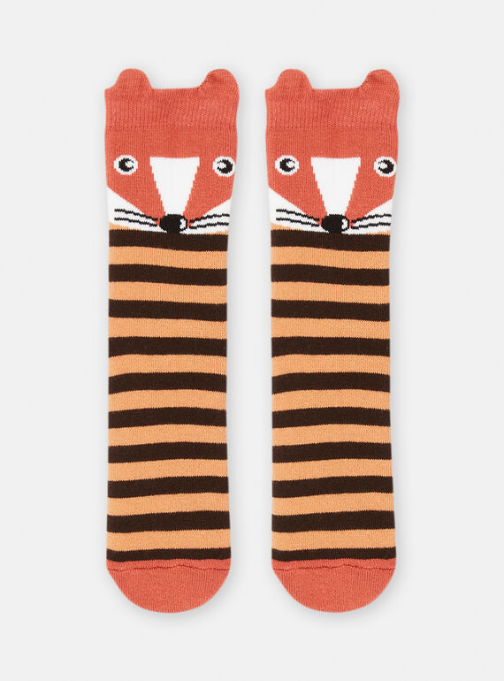 Orange-schwarze Socken mit Streifenmuster für Jungen SYOJOCHO8 / 23WI02N2SOQE410