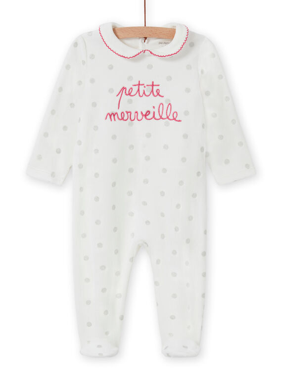 Strampler für Baby-Mädchen in Ecru mit Tupfen und Claudine-Kragen MEFIGRETIT / 21WH1381GRE001