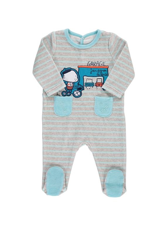 Baby boys' velour sleepsuit CEGUGREGAR / 18SH1443GRE099