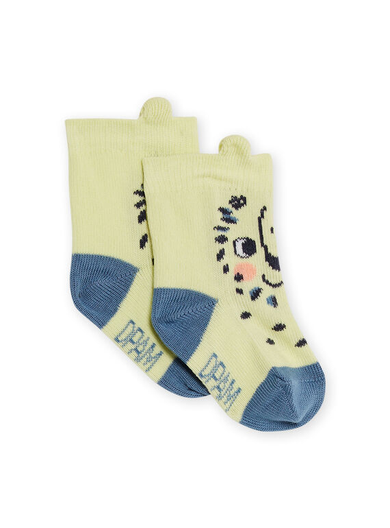 Gelbe Socken mit Löwenmuster Baby Junge NYUMOCHO1 / 22SI10N2SOQB115