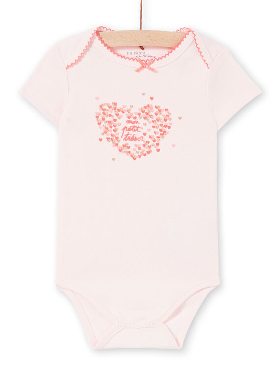 Kurzarm-Body für Mädchen mit schillerndem Herz-Print LEFIBODTRE / 21SH1324BDLD322