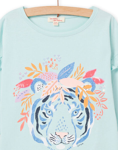 Langärmeliges T-Shirt für Kind Mädchen in wassergrün NAMOTEE2 / 22S901N1TML614