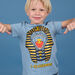 Blaues T-Shirt für Kind Junge mit ausgefallenem T-Rex-Motiv