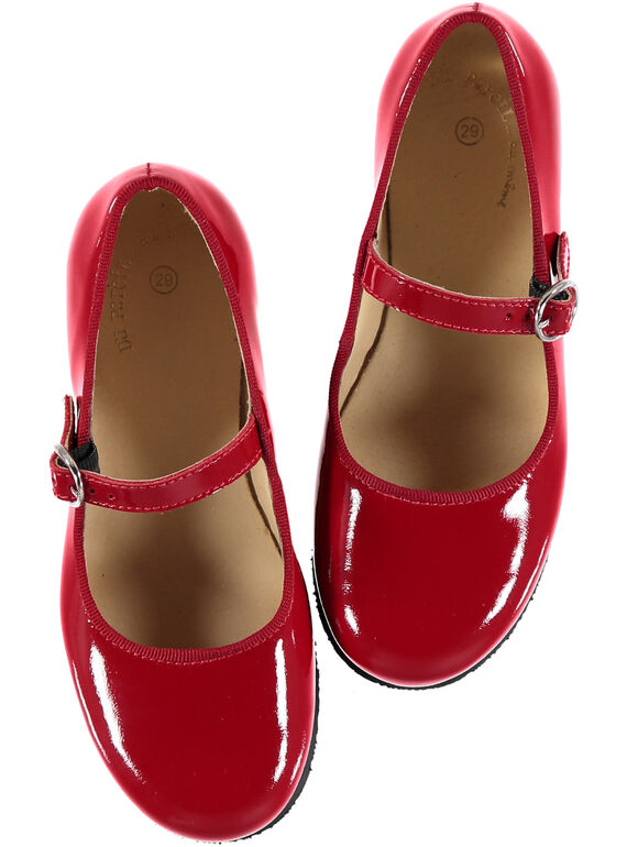 Riemchenschuhe aus rotem Lackleder für Kinder Mädchen GFBABRIDER / 19WK35I1D13050