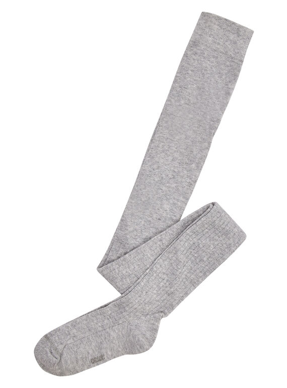 Hellgraue gerippte Baumwollstrumpfhose für Mädchen JYAESCOL2 / 20SI0162COL943