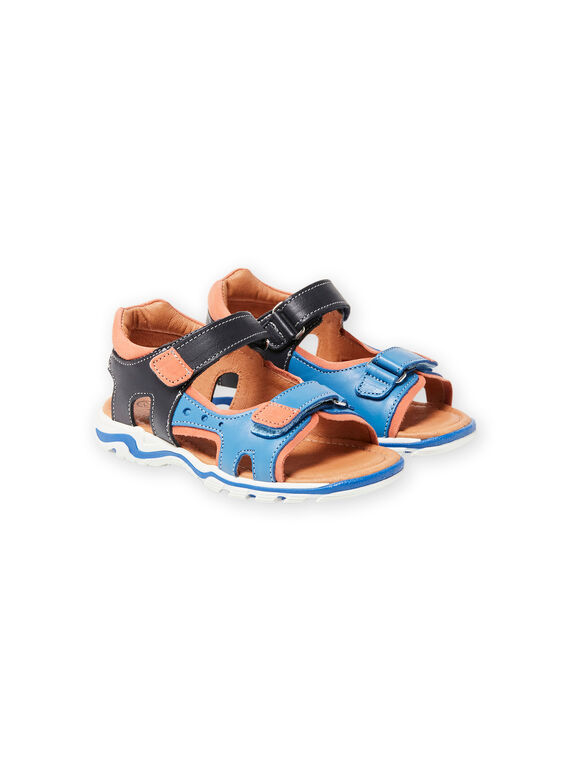 Blaue und beige Ledersandalen für Jungen LGSANDJACK / 21KK3651D0E701