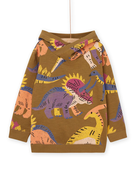 Fleece-Kapuzenpullover mit Dinosauriermotiv ROMAGSWE / 23S902T1SWEG631