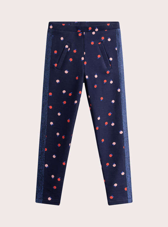 Hose aus Molton in Marineblau mit Obst-Print WAJOMOL2 / 25S901K3PAN070