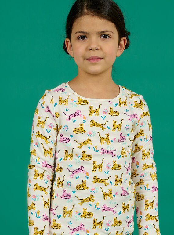 Wende-T-Shirt für Kind Mädchen mit Leoparden- und Streifendruck NAGATEE2 / 22S901O3TML001