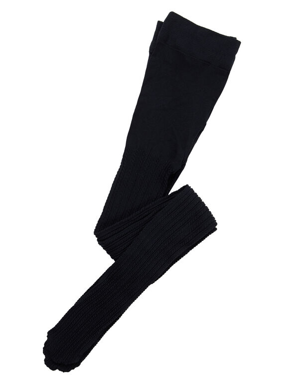 Schwarze Polyamid-Strumpfhose mit Zopfmuster für Mädchen JYAESYCOL1 / 20SI0166COL090